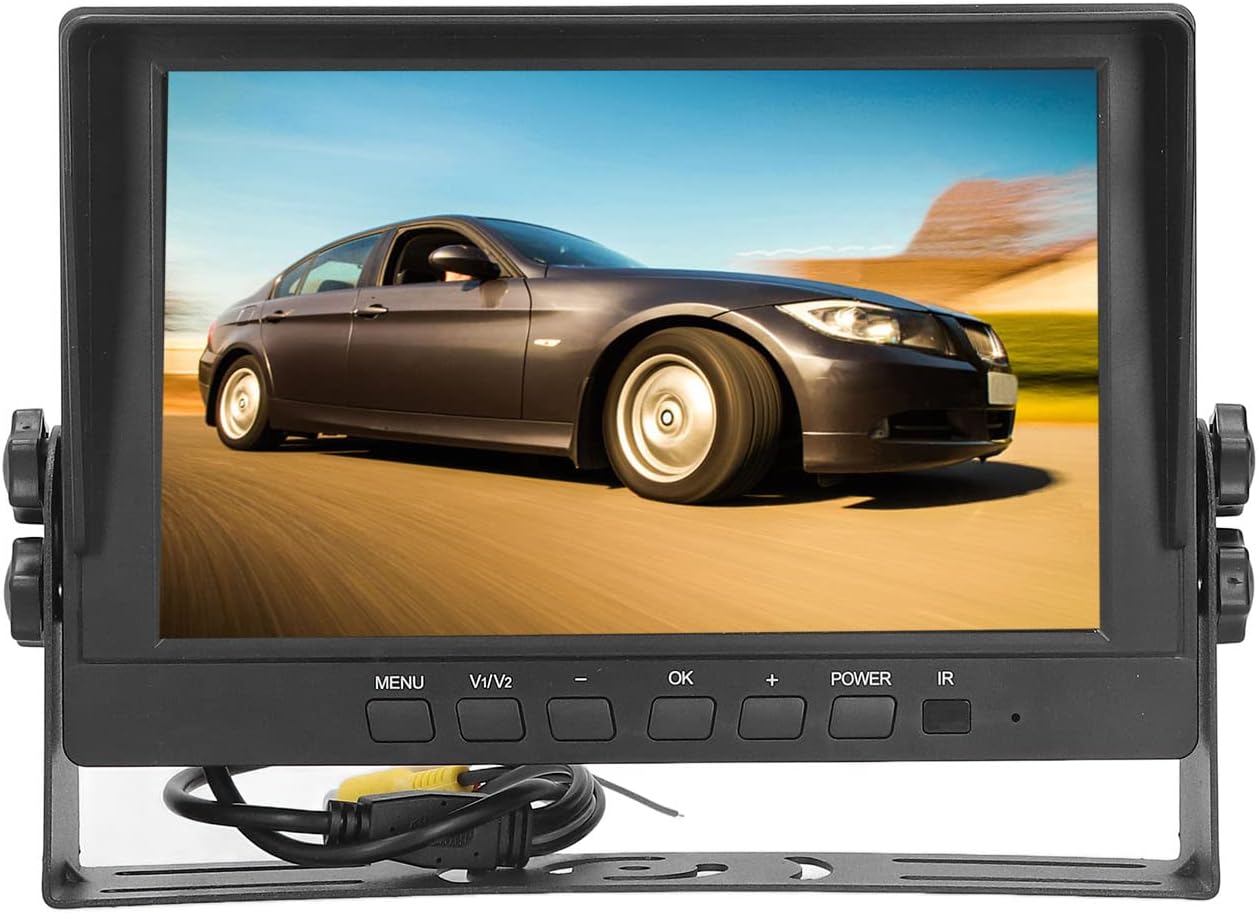 IPS Rear View Monitor HD Full View Display with 2 Video Inputs and Integrated Sunshade for Trucks and Harvesters – Wireless Reverse Camera System for Enhanced Blind Spot Visibility