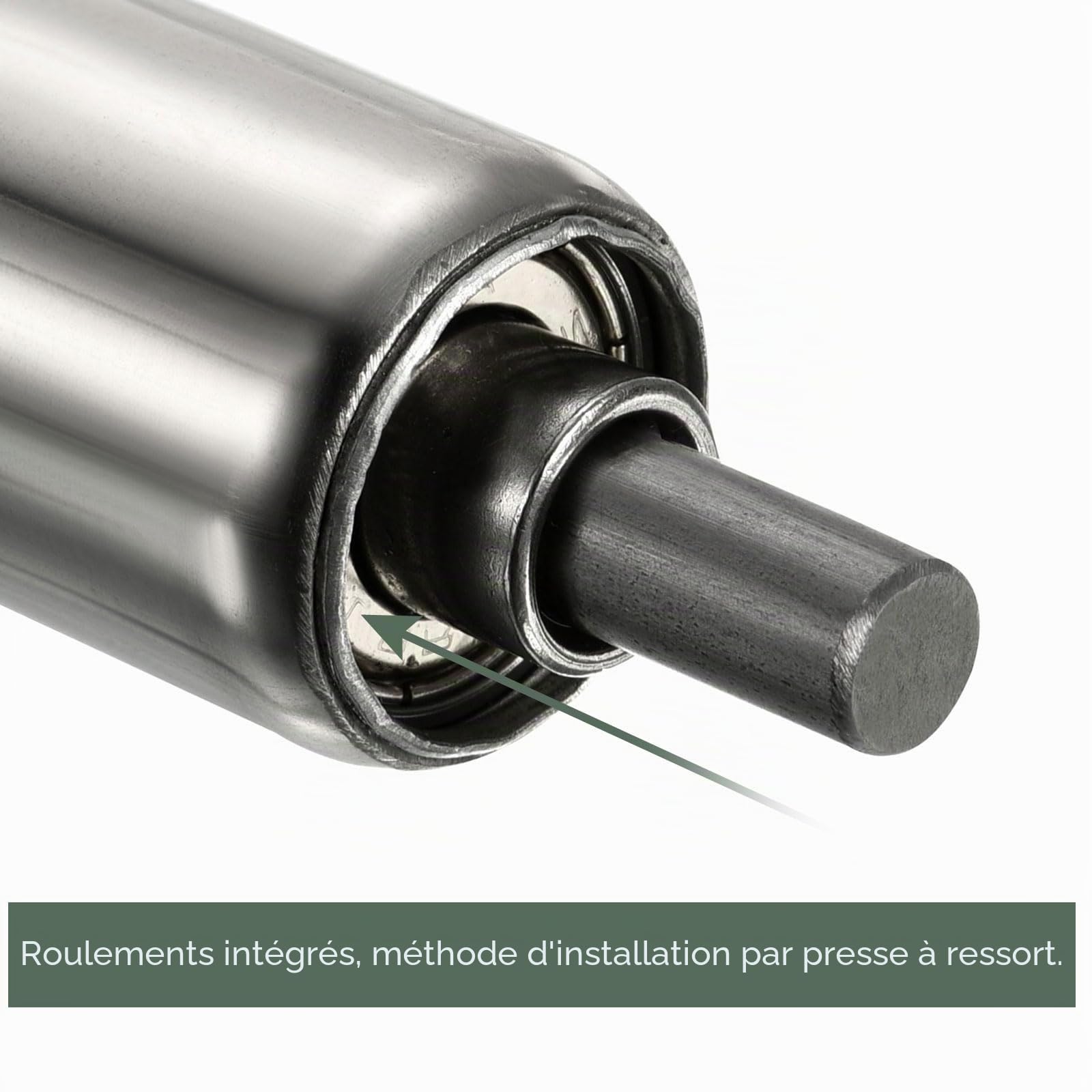 YOKIVE 2Pcs Rouleaux de Convoyeur, Rouleau en Acier Inoxydable de Remplacement | Mouvement Fluide, Idéal pour une Utilisation en Usine (Argent, 1 Pouce de Diamètre, 8 Pouces de Longueur)