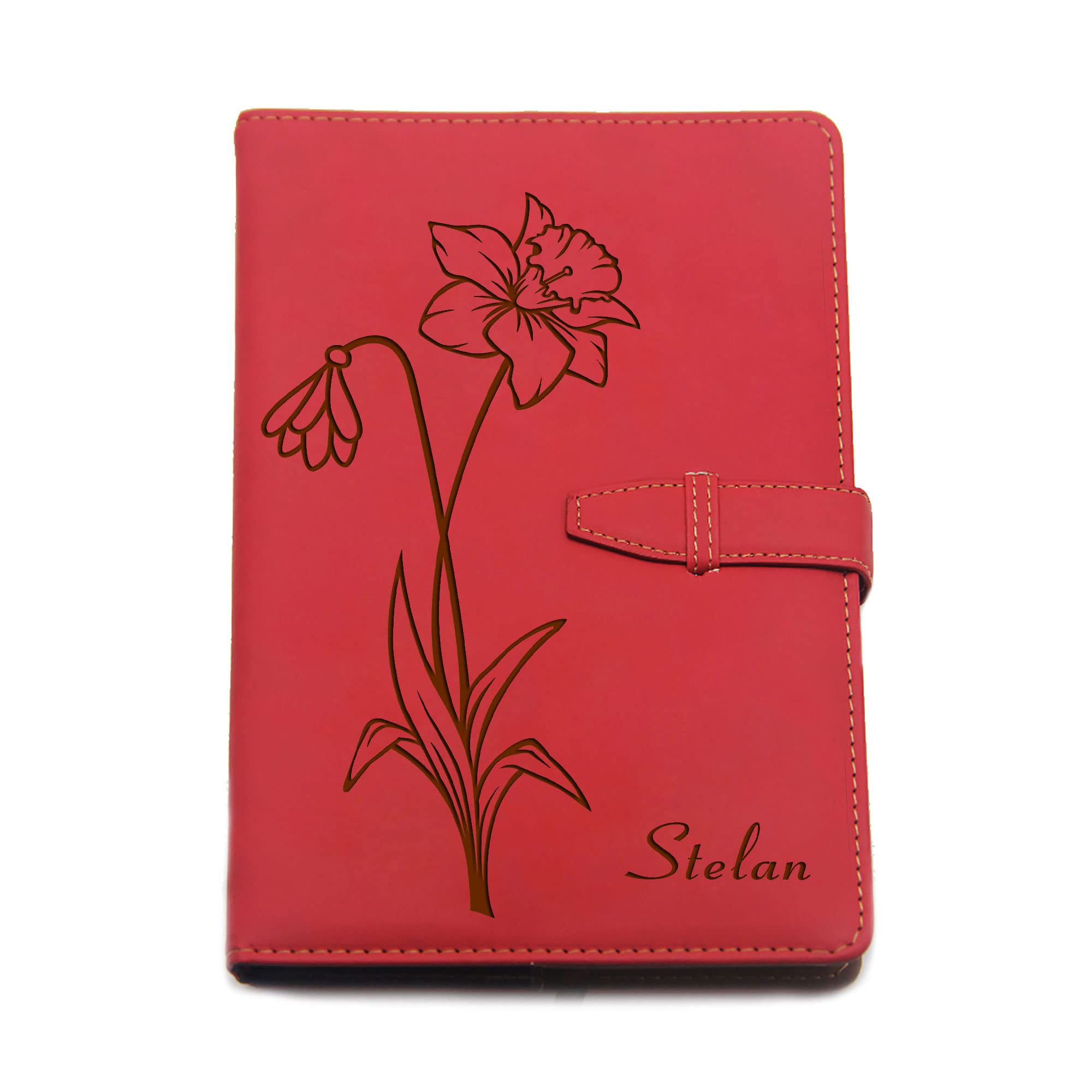 Personalised Journal Notebook Gifts for Women Men Diary Notebook Diary Business Diary Note Book Custom Gift for Him Her A5 PU Leather Notebook Stationary Gifts for Birthday Christmas(Red Design 2)