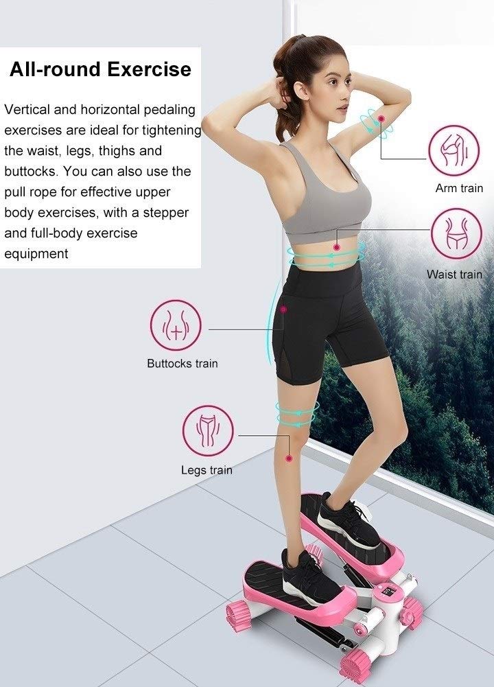 Máquina paso a paso, portátil, para oficina en casa, para ejercicio cardiovascular, entrenador de fitness para mujeres y hombres, capacidad de carga 3