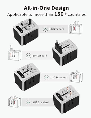 Miniatura 3 de Adaptador de viaje universal, enchufe de viaje internacional con 4 puertos USB, cargador de pared de viaje en todo el mundo para EE. UU.Reino