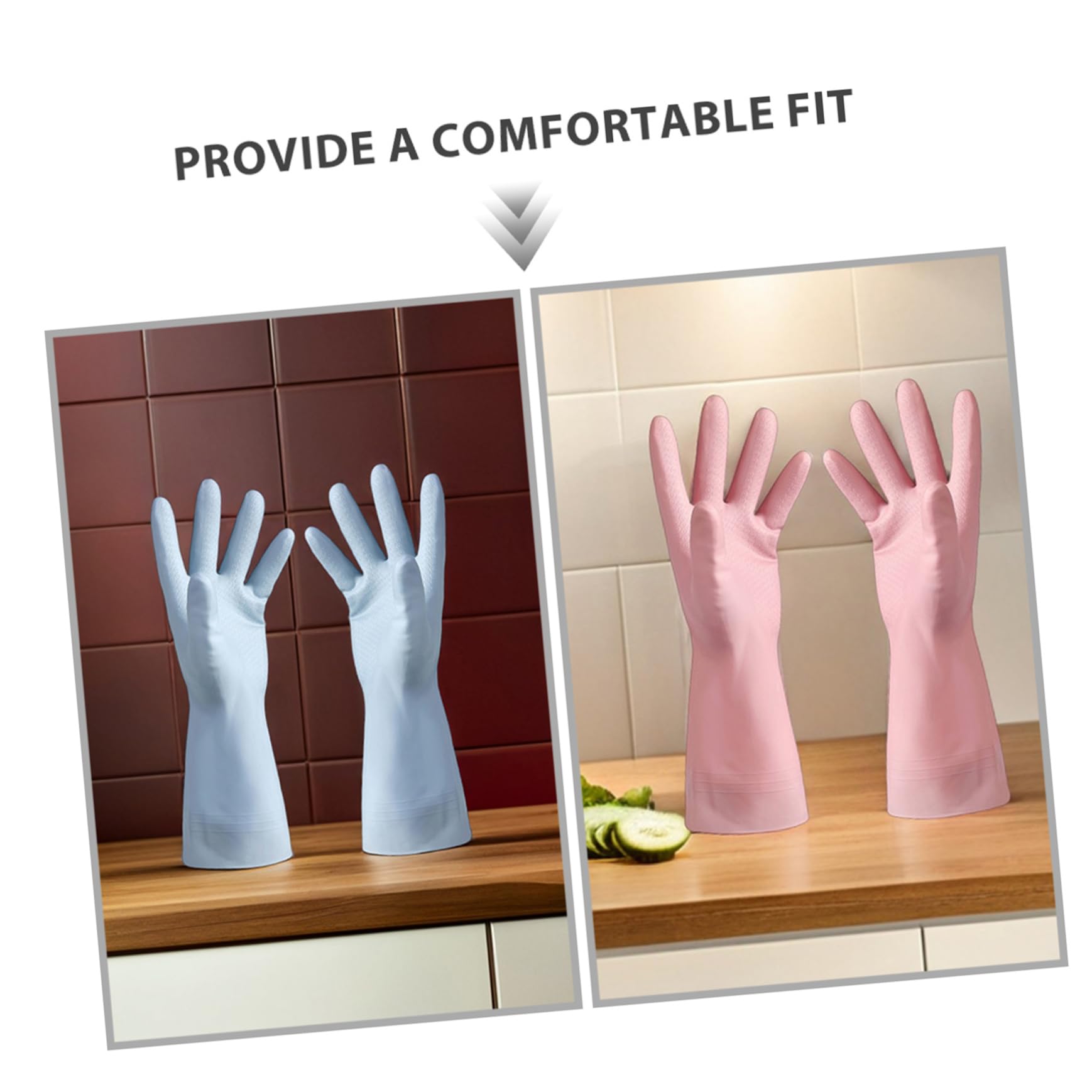 Toyvian 6paia Guanti Riutilizzabili in PVC Impermeabili Pervare i Piatti Guanti da Cucina Antiscivolo per Pulizia del Bagno del Bucato Lavori Domestici
