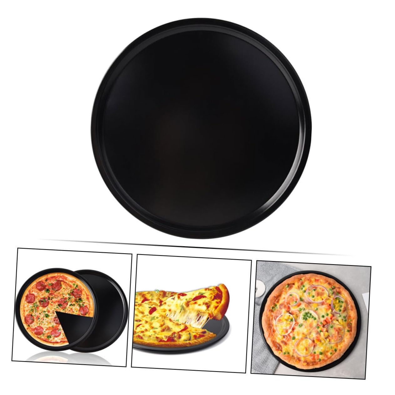 Amosfun Teglia Carbonio Pizza al per Acciaio Antiaderente Rotonda
