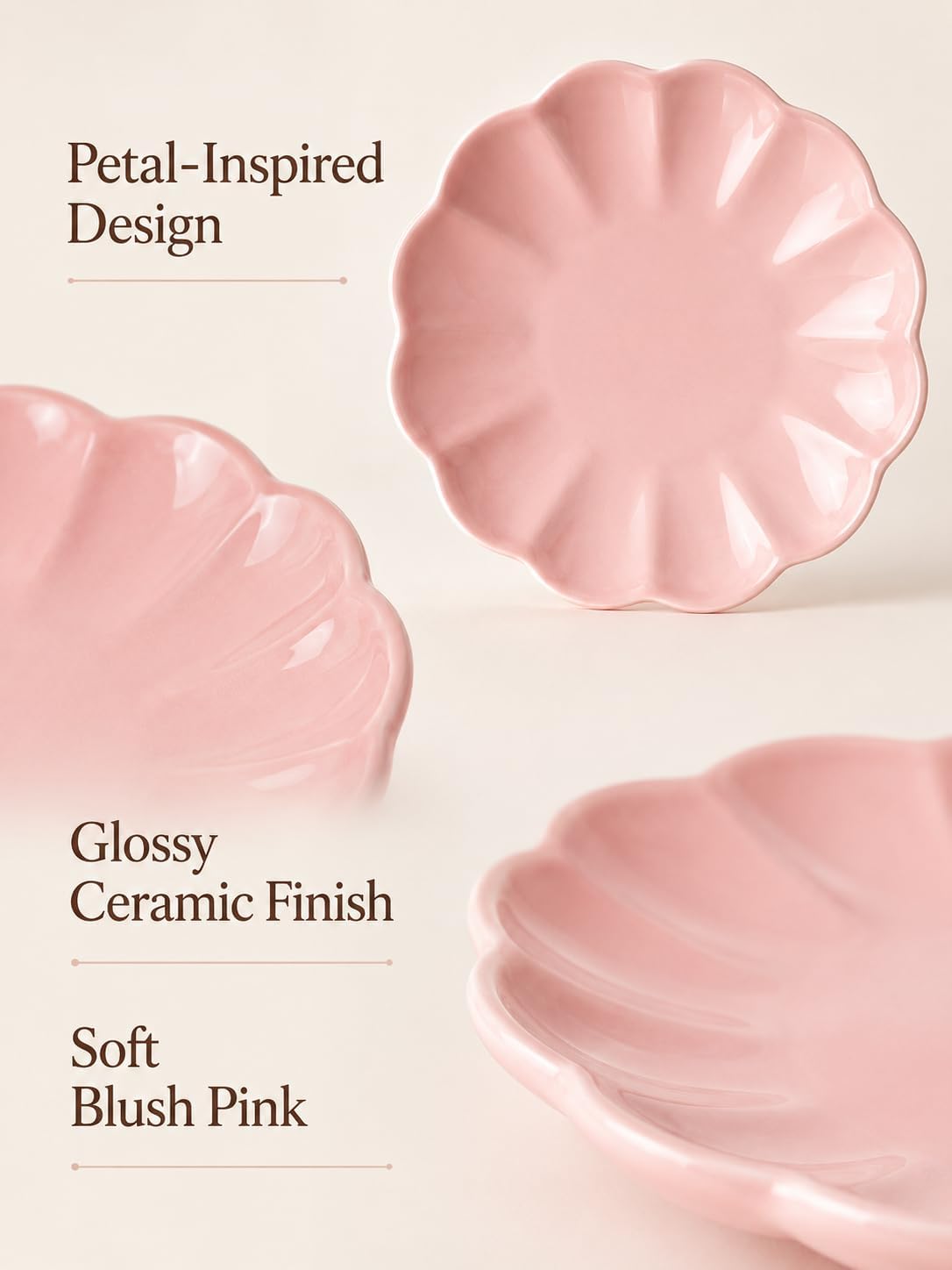 Small Dessert Plates Set of 4,Ceramic Dinner Plates 6 Inch for Appetizer, Fruits, Cake,Microwave Safe,Christmas Gift,Pink image 4