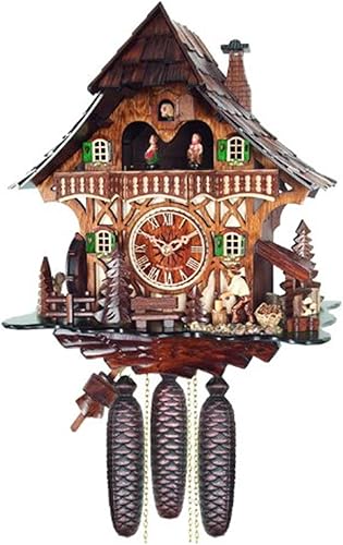 River City relojes Ocho Día reloj de cuco Cottage Musical con Woodchopper y Waterwheel