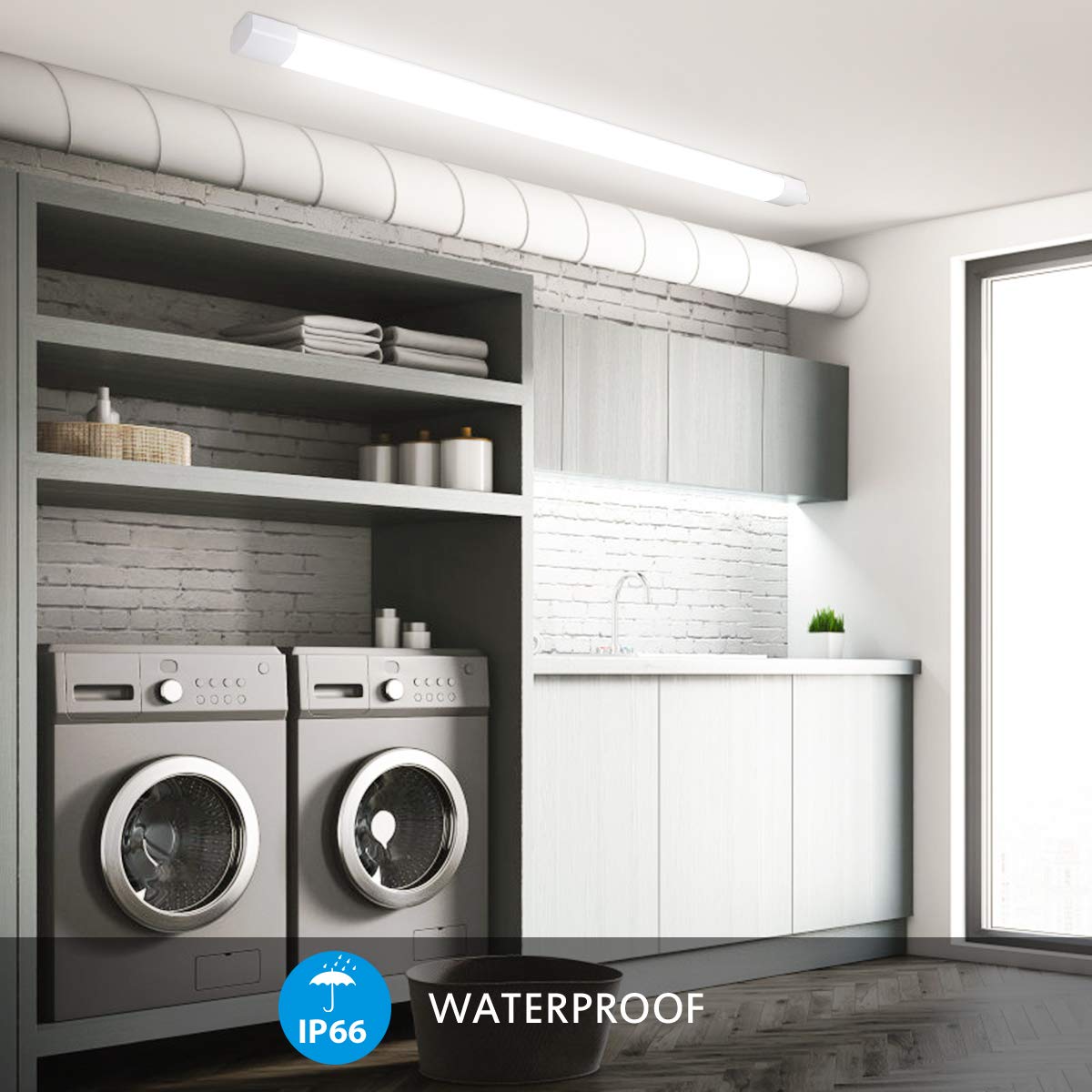 Lampada A LED Per Vasca Da Bagno, 60 Cm, Per Ambienti Umidi, IP65, 3000 Lm, 4000 K