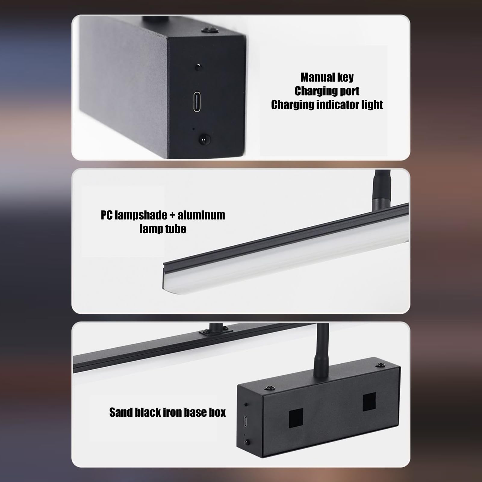 Bilderleuchte 3 Farbmodi Kabellose Dimmbare LED-Displayleuchte Für Fotos | Bilderrahmenleuchte Wiederaufladbar Mit Fernbedienung Bilder Gemälde Innenbereich Wohnzimmer Schlafzimmer Hei