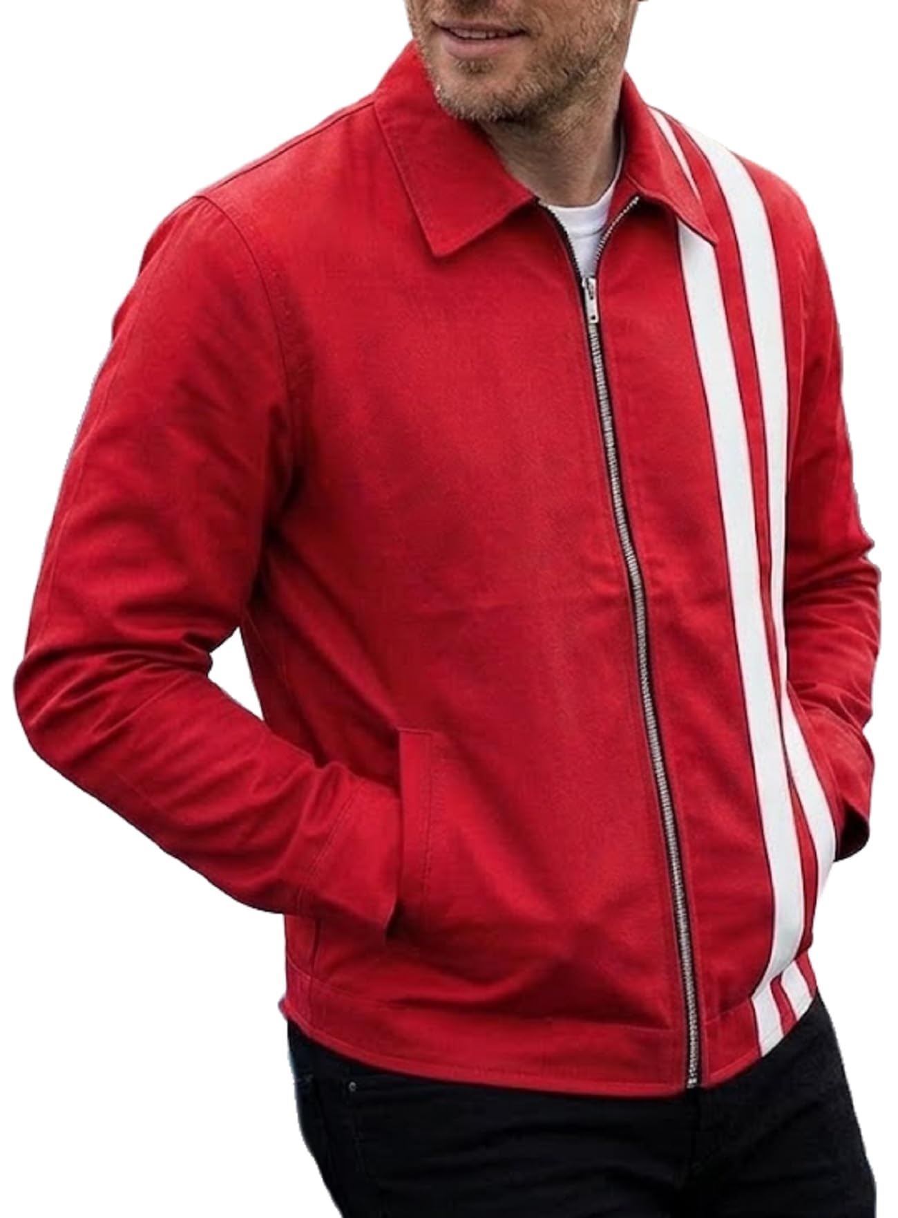 Blouson bomber classique en coton léger de qualité supérieure à rayures - 3