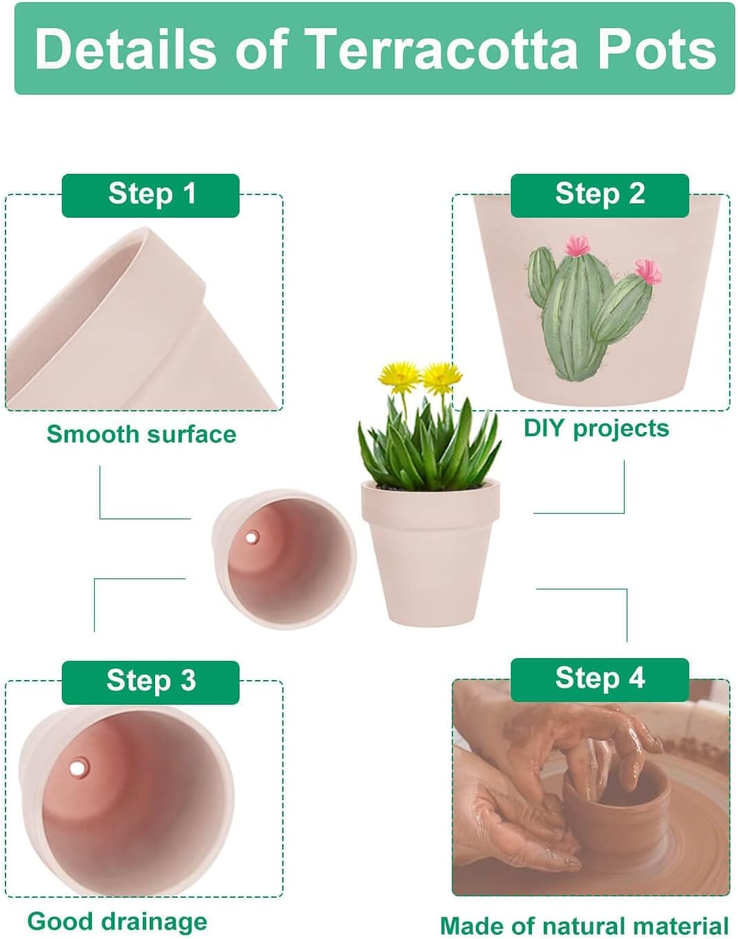 vensovo 3 Inch Pink Terra Cotta & Terracotta Pots with Drainage - 20 Pack Clay Flowerpots, Succulent Nursery Planter Great for Plants, Crafts, Wedding Favor