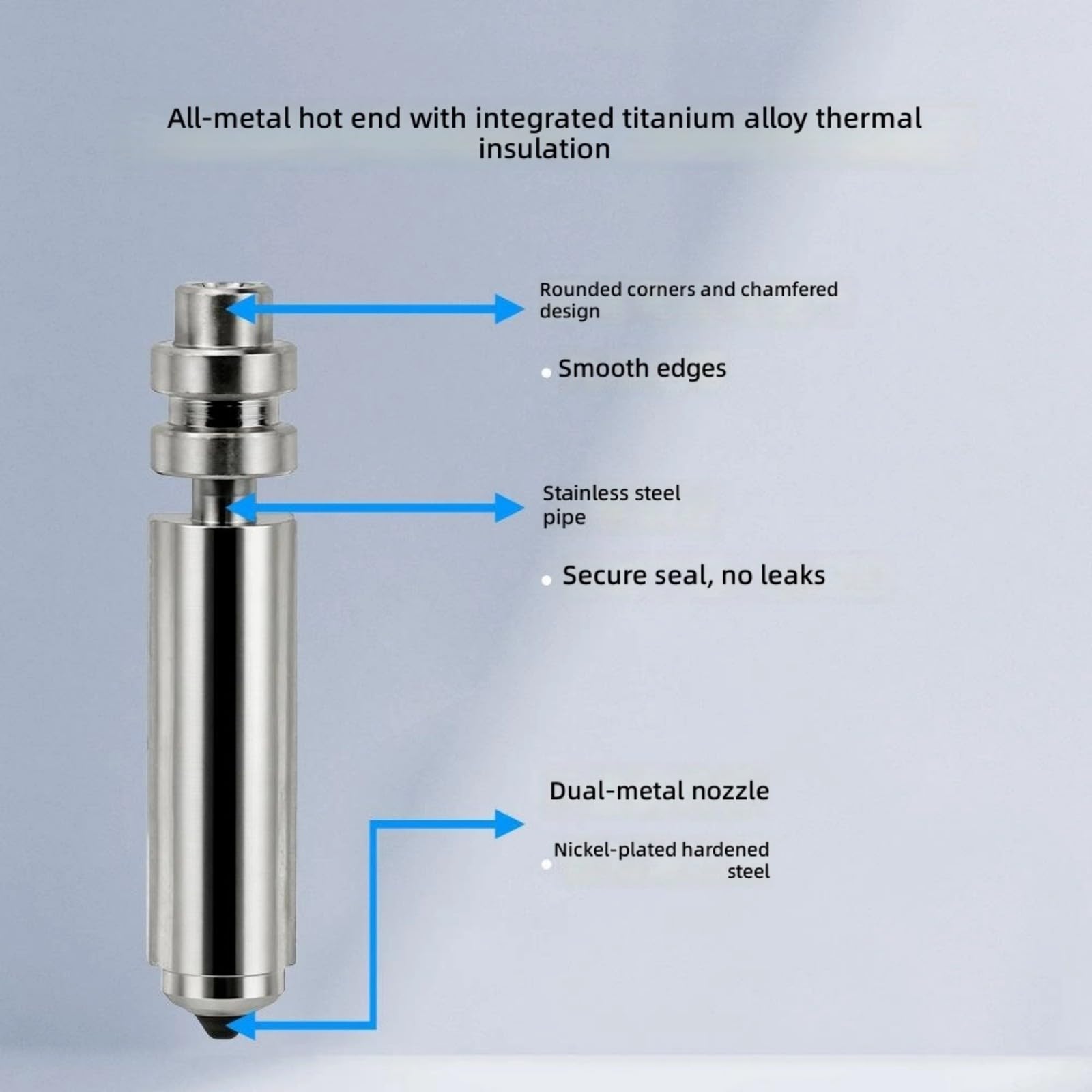 Boquilla de impresora 3D de alta fiabilidad de 0,4 mm de diámetro, soporta 600 mm/S y múltiples filamentos, incluyendo ABS