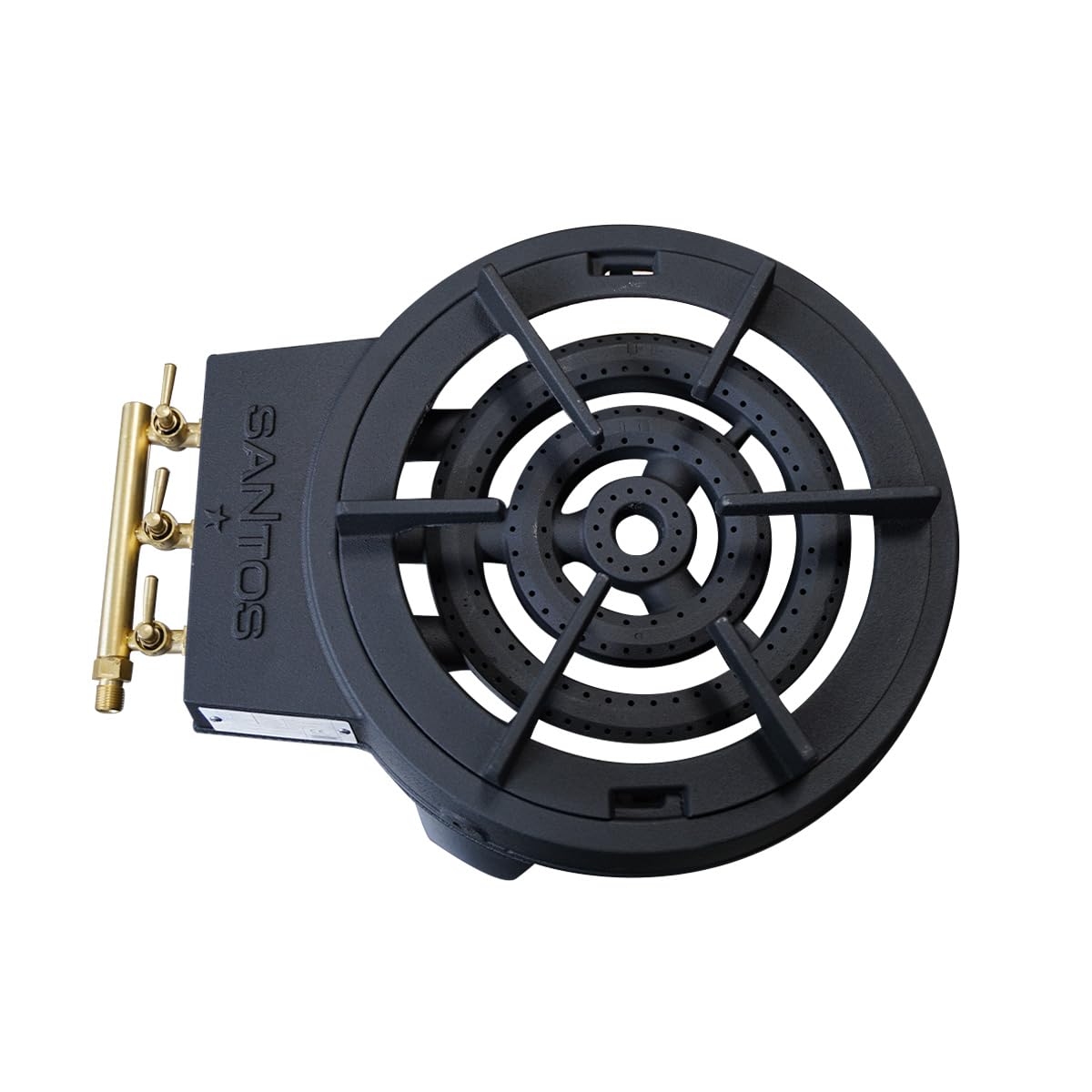 SANTOS Power Wokbrenner Gas – 11 kW Wok Kocher aus Gusseisen mit Wokring & Flachring – Gaskocher für Outdoor Küche, Garten, Camping & BBQ - Gasbrenner zum Kochen - Hockerkocher Gas - Profi Wok Brenner