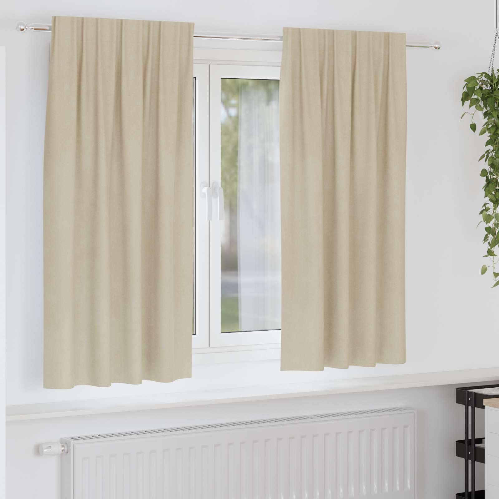 Rideau occultant en velours crème 140x175 cm par lot de 2 pour fenêtres de salon
