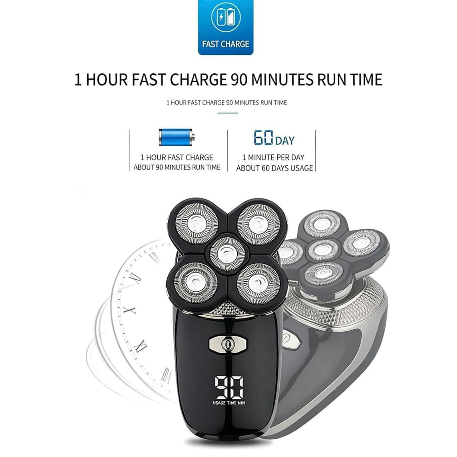 Bennii, rasoio Bennii Pro, BenniiIntimate Body Shaver, rasoio 5D con lama galleggiante impermeabile, 360° Wet Dry ricaricabile, kit per la cura dei peli del naso, da uomo