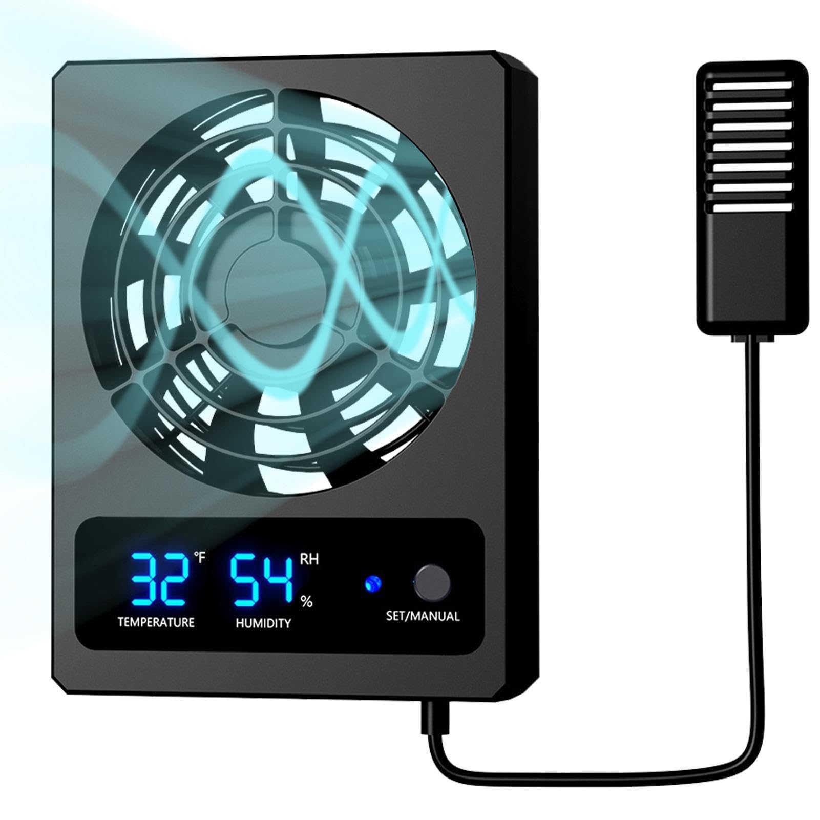 Ventilador de ventilación para recinto de reptiles, velocidad ajustable, ventilador de refrigeración, control de humedad, deshumidificador para terrario de la selva, vivero, anfibios, reptiles y