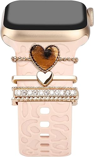 Dijes de metal para correa de reloj, 5 piezas de anillos decorativos bucles compatibles con correas de Apple Watch, joyería accesorios deslizantes