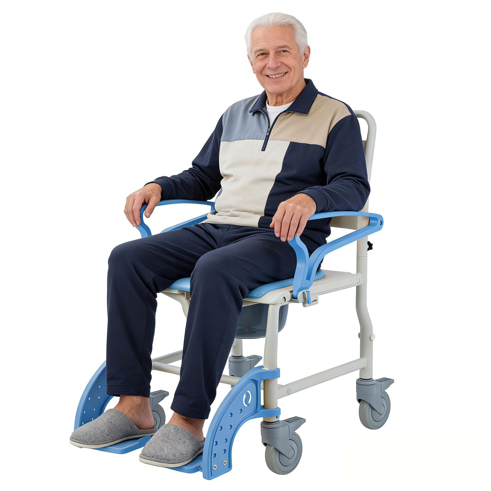4-in-1 Rolling Shower Chair & Commode -8 4-in-1 Rolling Shower Chair & Commode -8