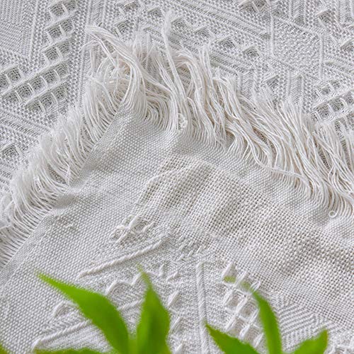 Funda de sofá de algodón blanco protector nórdico manta toalla para sofá grande 230x250 cm 7