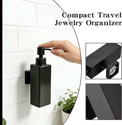 Miniatura 3 de Black Soap Dispenser, Wall-Mounted 304 Stainless Steel Liquid Soap Dispenser for Kitchen and Bathroom
