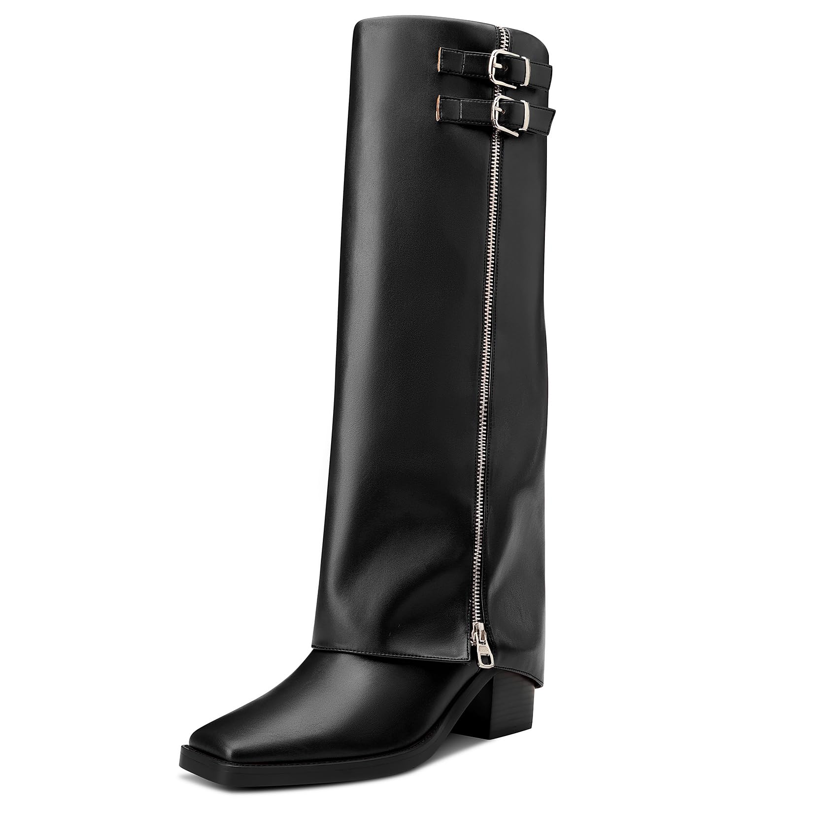 Women's Ankle Booties With 3.5 Inch Block Heel | Square Toe Dress Boots With Side Zipper