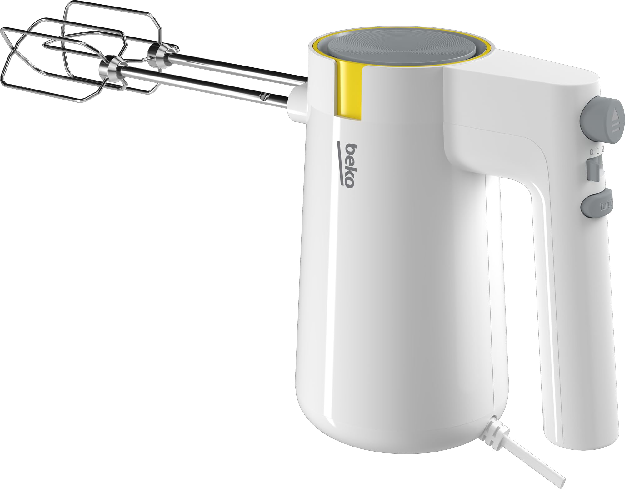 Beko - HMM62404W - Sbattitore Glow Line, 420 W, 4 Velocità + Turbo, 2 Fruste Mixer e 2 Ganci Impastatori in Acciaio Inox - Bianco