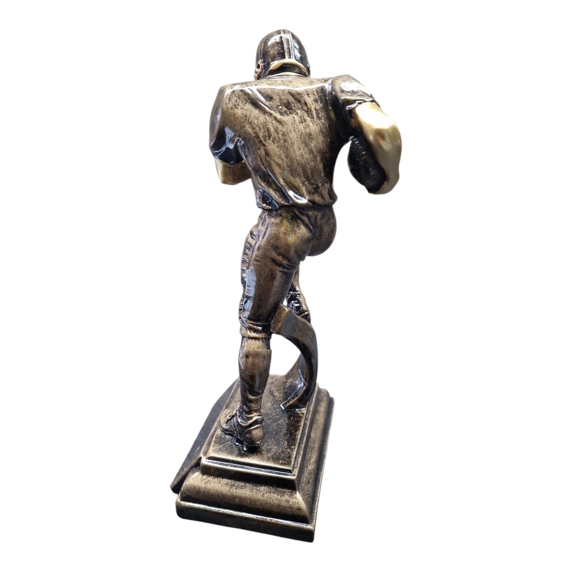 American Football Pokal 22 cm - Resin Trophäe mit Spielerfigur & Gravur | Antik-goldene Auszeichnung für Footballturniere, Teams und Ligen. Robuste Qualität mit Spieler in Action und Gravurschild