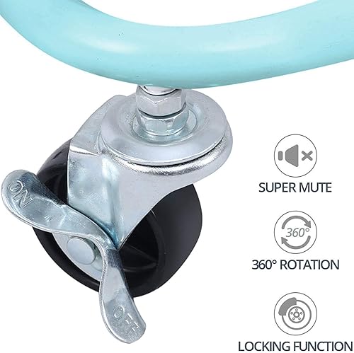 Miniatura 6 de Estante organizador de almacenamiento de 4 niveles de malla metálica con ruedas bloqueables para sala de estar, cocina, oficina, turquesa