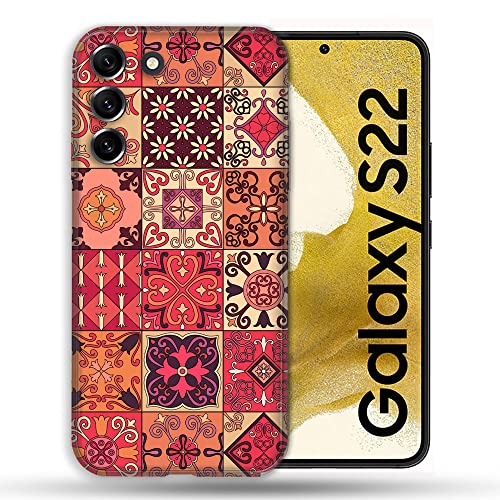 Protection Samsung S22 carreau ciment rouge finition premium