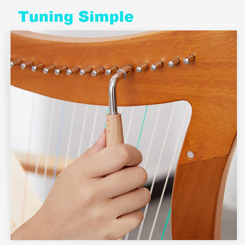 Arpa in Mogano a 19 Corde, Altezza 24 pollici/64 cm, per Bambini Adulti Principianti con Chiave per accordatura, Borsa Nera, Corde di Ricambio per Tracolla, spartito Musicale Inglese