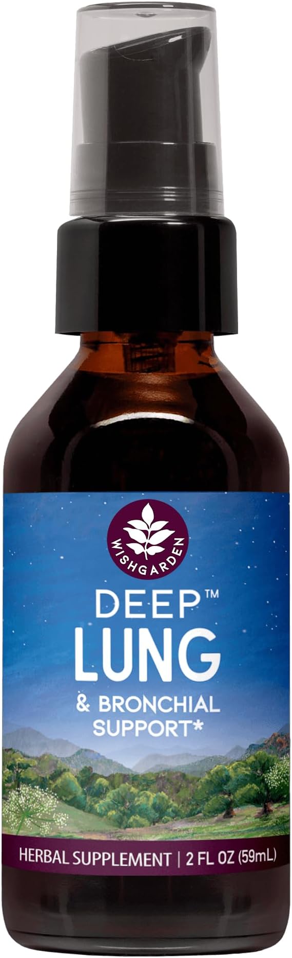 WishGarden Herbs Deep Lung Liquid Herbal Lung Support Supplement - Mullein Herb, Elecampane & Yerba Santa - Herbal Immunity Boost & Lung Support Drops - Vegan - 2 oz