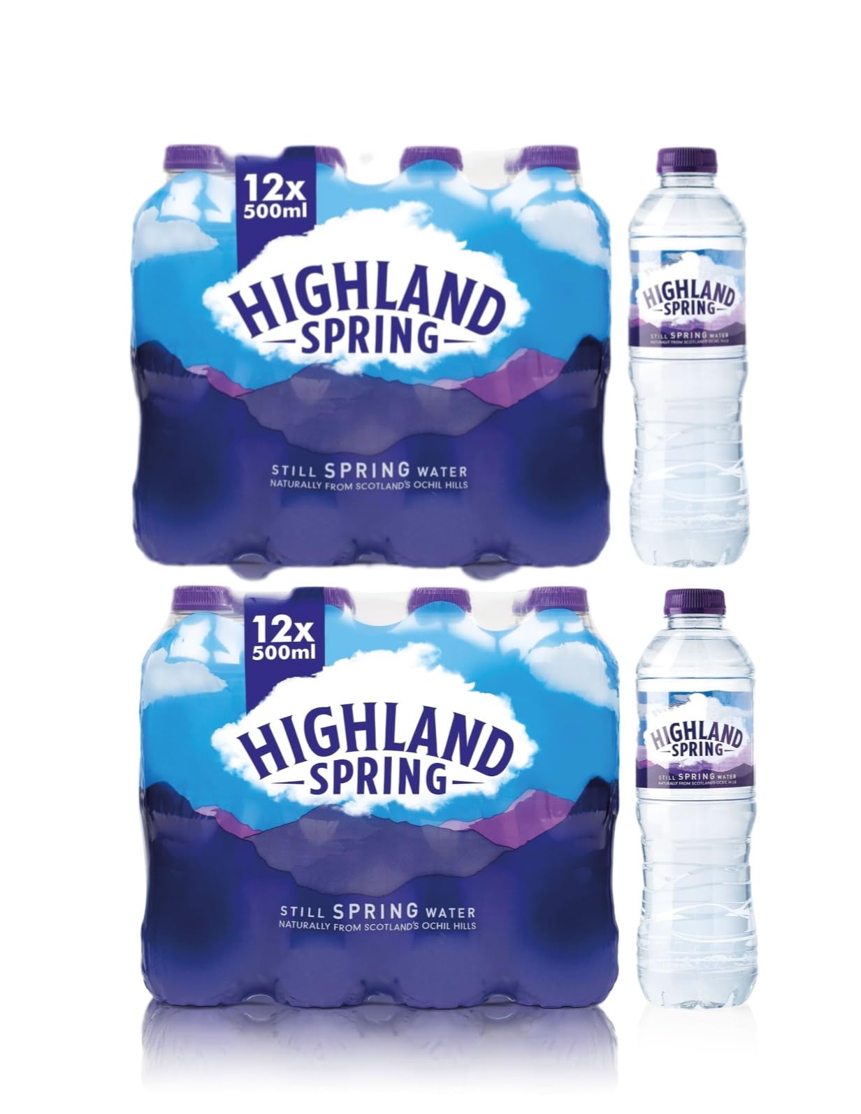 Highlaad Spring Water - 500ml Bottles (Pack of 24) | Pure and Refreshing Natural Mineral Water | Convenient Packaging | Pure spring water