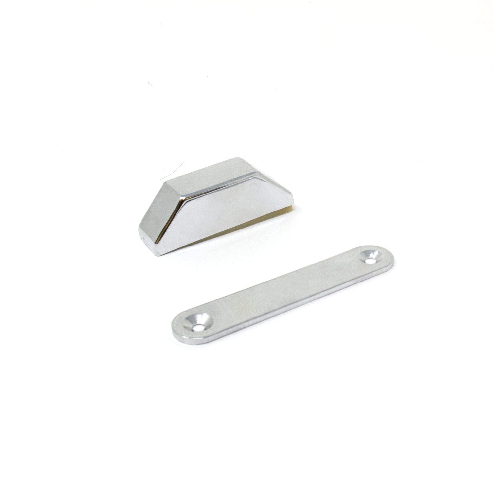 Chrome Plated Magnetic Catch for Providing Secure Closure and Easy Opening of Cupboard and Wardrobe Doors - 43mm x 13.5mm x 13mm - Pack of 20