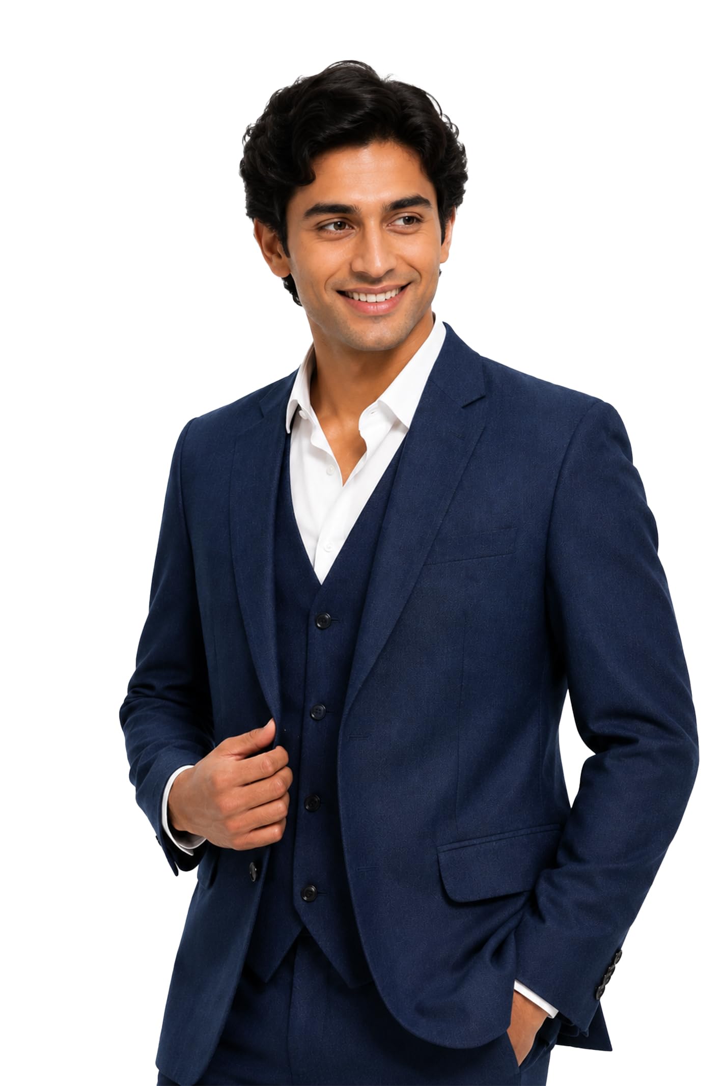Men's Midnight Blue 3-Piece Slim Fit Formal Suit-picture-16