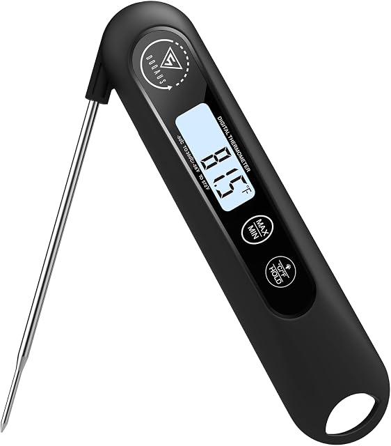 DOQAUS Meat Thermometers, 3S Instant Read Thermometer Digital Cooking Food Candy Thermometer with Backlight LCD and Magnet for Oil Deep Fry BBQ Grill Smoker