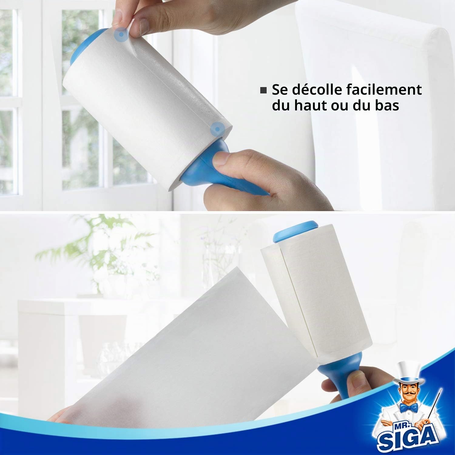 MR.SIGA Rouleau Poils Animaux Extra Collant, Rouleau Adhesif Vêtement, Brosse Adhesive pour Poils Cheveux, 450 Feuilles Faciles à Déchirer, Lot de 5