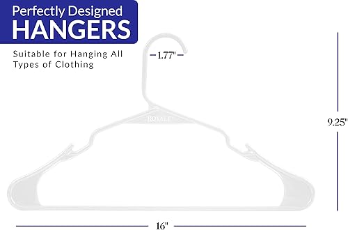 Miniatura 2 de ROYALE Paquete de 40 perchas de plástico blanco, resistentes, ligeras, antideslizantes, diseño delgado para ropa, ideal para uso diario