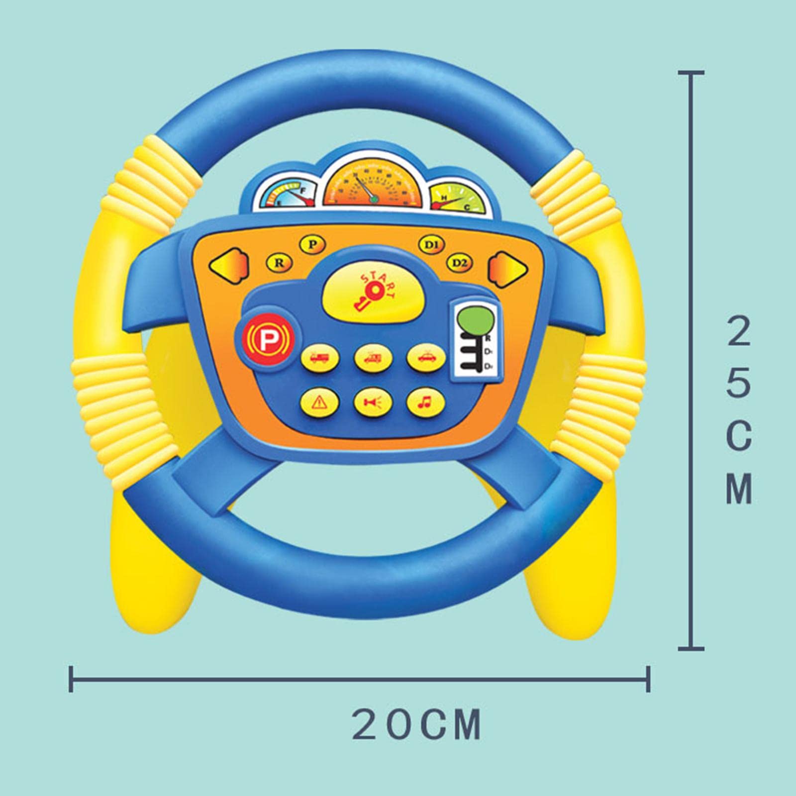 Volante de Juguete Infantil Volante Interactivo Educativo con Tablero Y Funciones de Vehículo Música Dinámica Y Plástico Ventosa Y Base Estable,