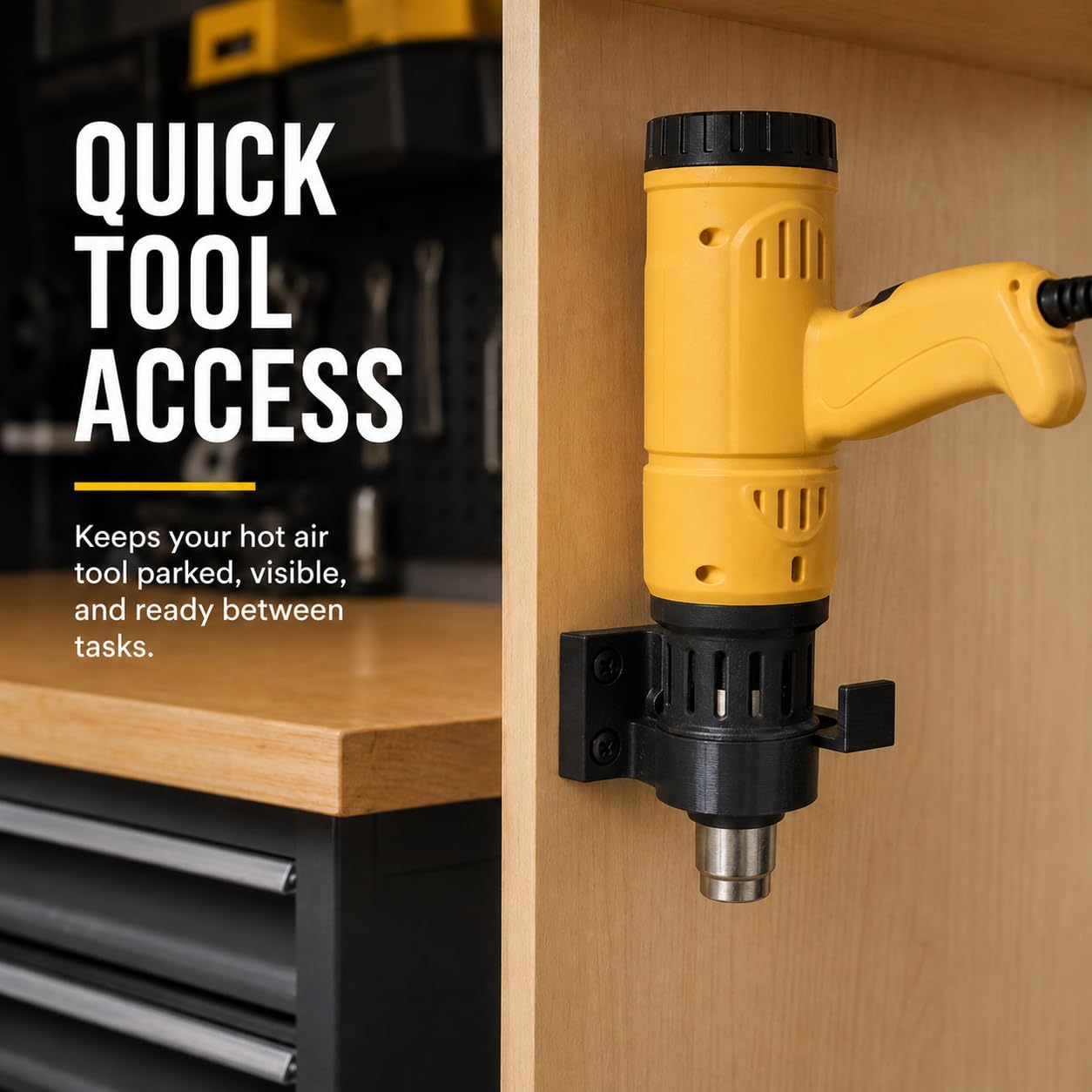 SplashNColor Wall Mount Bracket Compatible with SEEKONE – Hot Air Tool Holder | 1500W 1800W Vertical Storage Dock | Hands-Free Workbench Organizer Station image 2