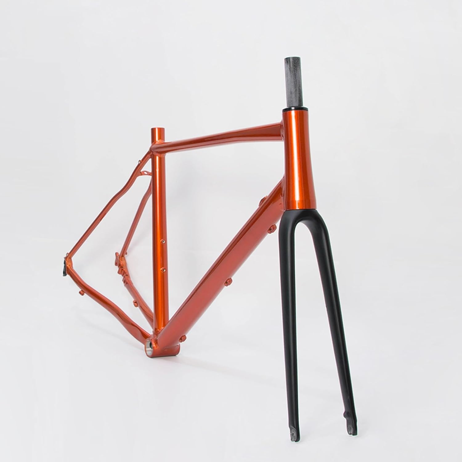 700C Road Bike Frameset 44 47 50 53 56cm Aluminum Alloy Disc Brake Frame 100/135mm QR BSA BB68mm Carbon Fibre Rigid Fork Internal Routing(Black,50cm)