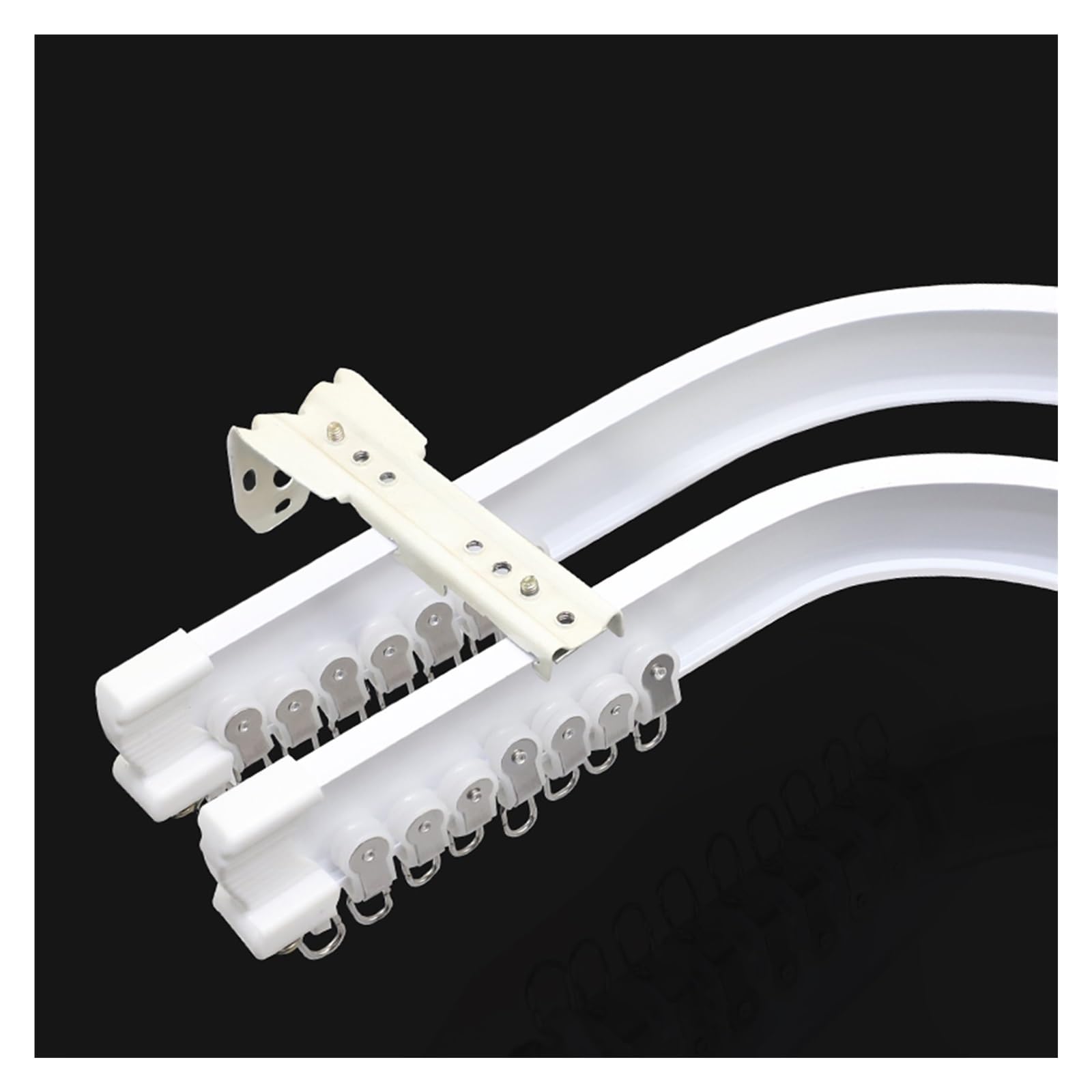 WQPMNYG Flexible Double Track Curtain Rod - Aluminum Ceiling/Wall Mount for Bedroom Living Room Bay Window & Shower Curtains - 600cm (White)