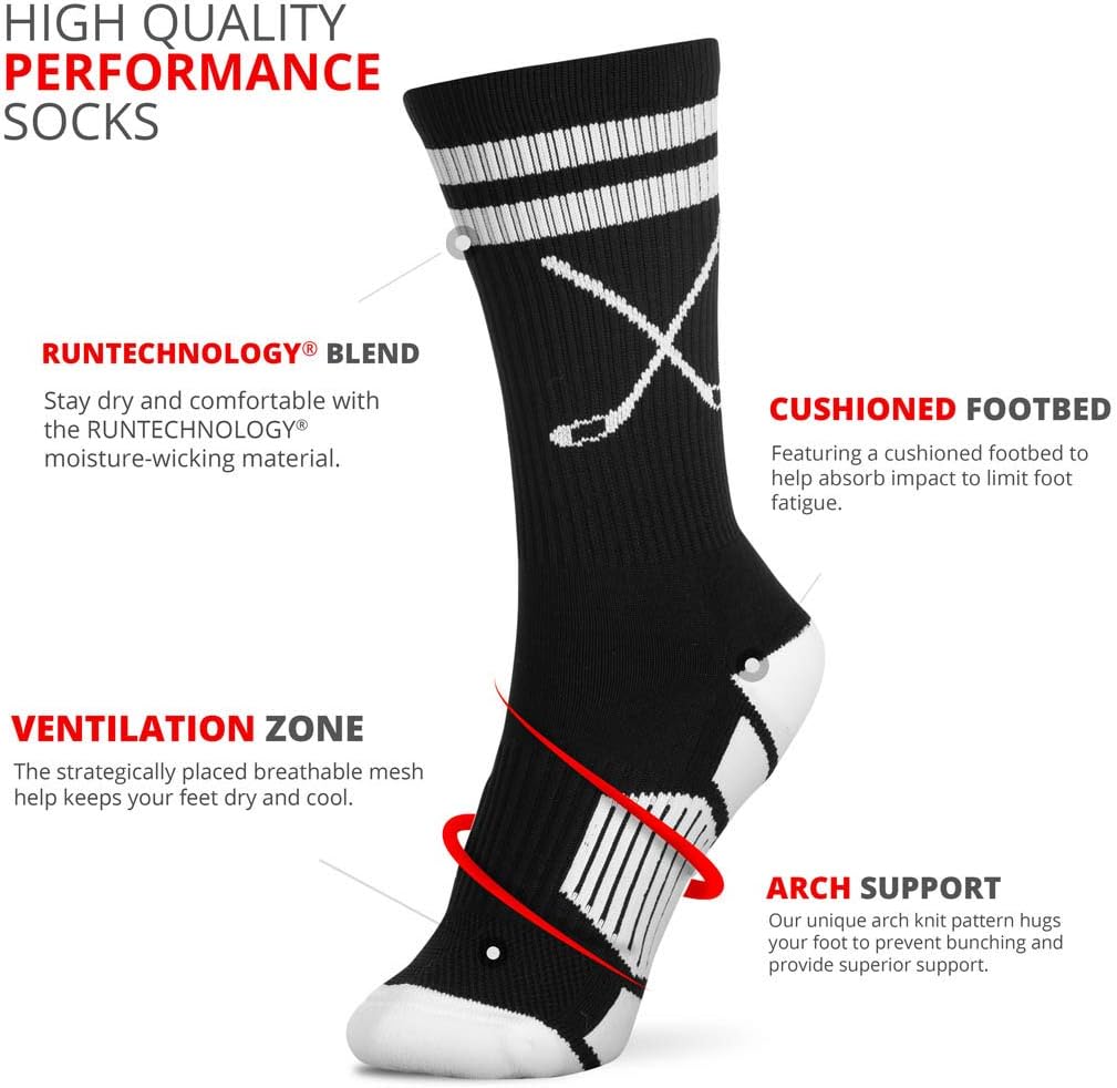 ChalkTalkSPORTS Hockey Performance Crew Socks - Crossed Sticks - Multiple Colors - Hockey Mid-Calf Socks - Image 2