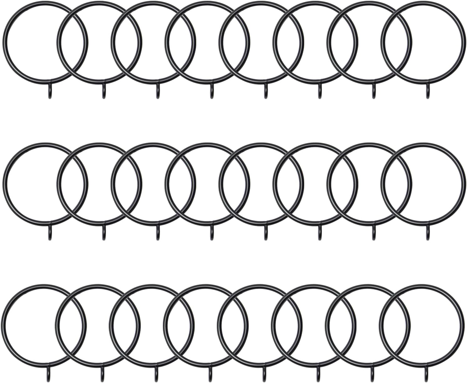 24PCS Curtain Rings Metal 55mm/2.17" Inner Dia Drapery Ring for Curtain Rods Black Tone