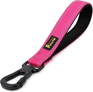 PLUTUS PET 10 Inch Short Dog Leash for Large Dogs with Locking Carabiner Clip & Padded Handle 10, Pink