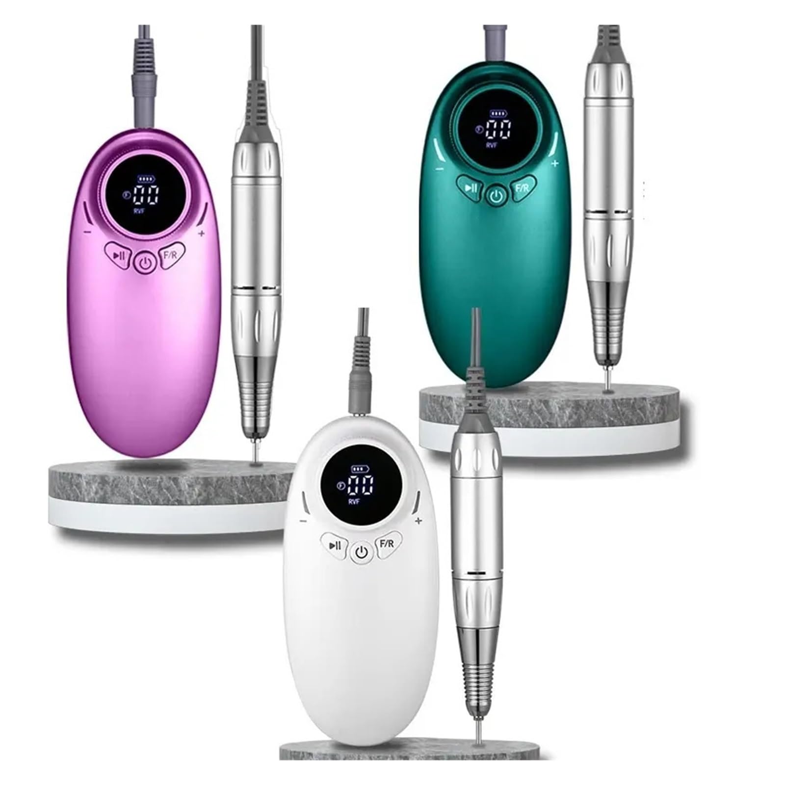 Elektryczna frezarka do paznokci, 35000 obr./min bezrdzeniowy silnik bezprzewodowa elektryczna wiertarka do paznokci, przenośna akumulatorowa Manicure do treningu i użytku domowego(Wit)