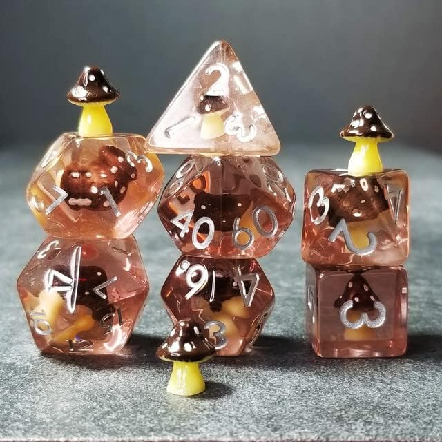 Sage's Portal Familiars and Reagents - Juego de dados poliédricos de resina para Dungeons and Dragons RPG de mesa TTRPG (negro Magic Shrooms)