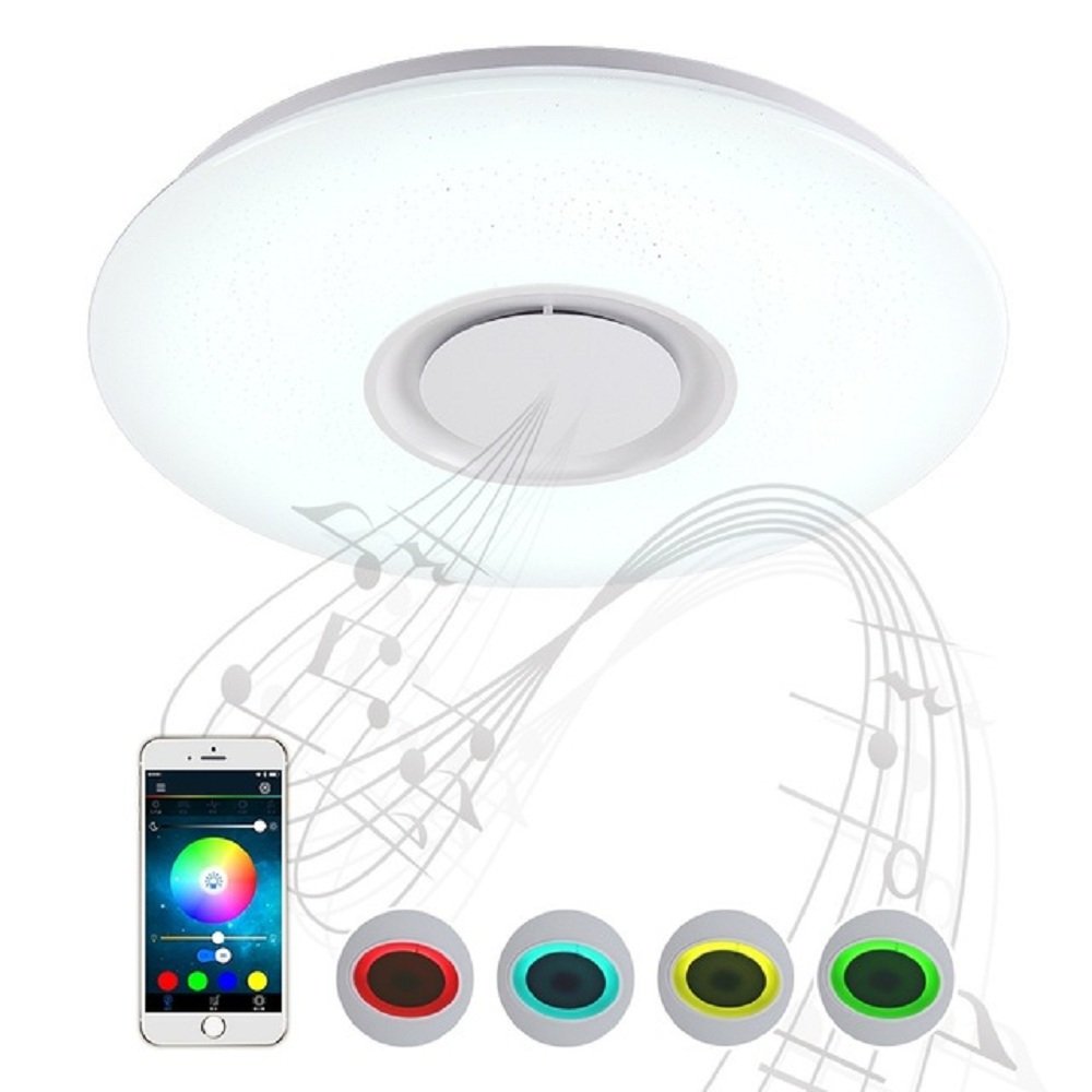 Musik LED Deckenleuchte RGB Dimmbare Bluetooth Lampe 24W mit Telefon APP Steuerung Primitive Acryl Bobby Deckenleuchte Intelligente LED-Lampe