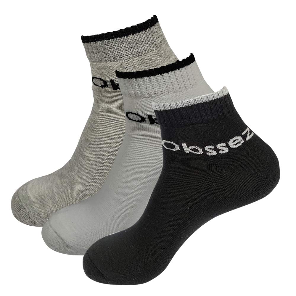 ObssezMen’s Sports-Length Cotton Socks – Pack of 3, Shoe Size 6–10 | Moisture-Wicking, Cushioned & Breathable for Gym, Football & Casual Wear