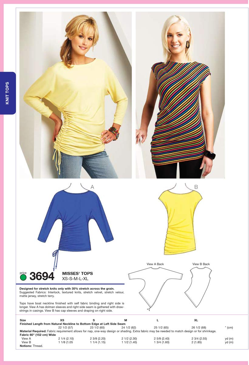 Amazon.com: Kwik Sew K3694 Tops Sewing Pattern, Size XS-S-M-L-XL