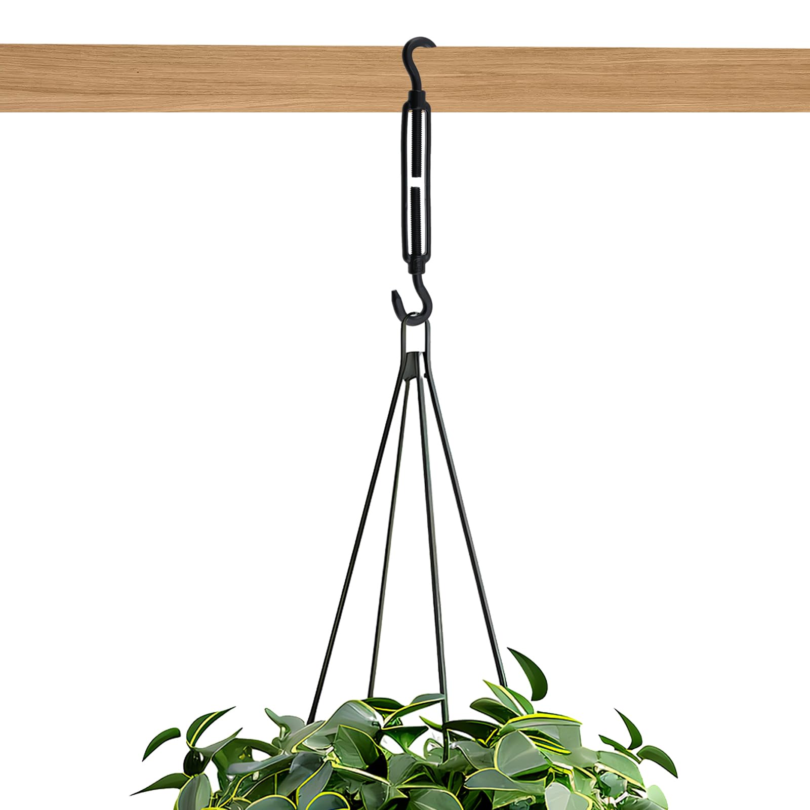 Tenditore M8 in acciaio inox, gancio e occhiello, nero, regolabile, tenditore decorativo per fune metallica, gancio decorativo per fissaggio a vela da appendere al giardino, ombreggiante