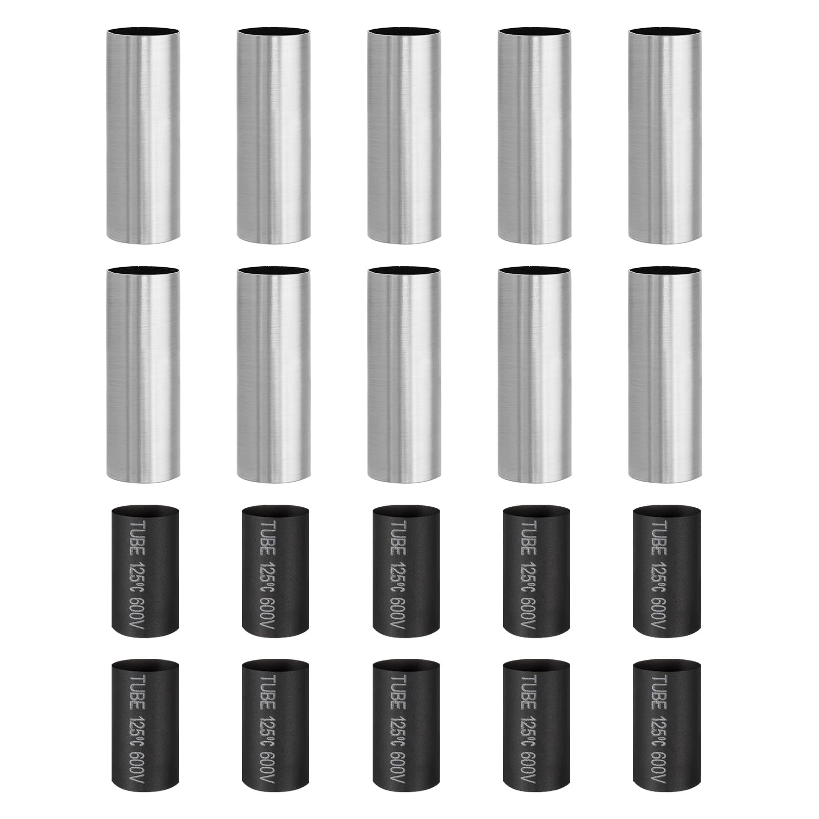 PATIKIL 10 Pcs 2.6" Tall Candle Covers Sleeves, 10 Pcs Metal E12 Chandelier Socket Sleeves with Insulation Heat Shrinkable Flame Retardant Tube Bulb Light Base Holder for Lamps, Chrome