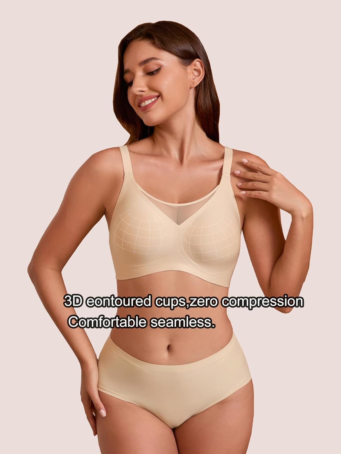 COCOMARTS Jelly Bras for Women No Underwire Push Up V Mesh Seamless Comfort Tshirt Bra Supportive Lift Bralette Everyday Bra - Image 4